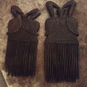 African wooden pic pieces